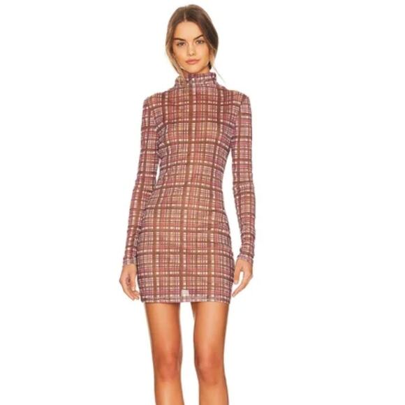 REVOLVE Dresses & Skirts - NWT Atoir Lara Worthington REVOLVE Fest Mesh Sheer Pink Brown 006 Mini XS Dress